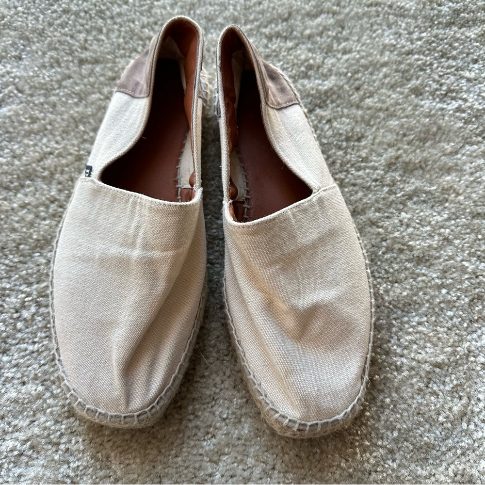 men's espadrilles thin soles beige size 9,5
